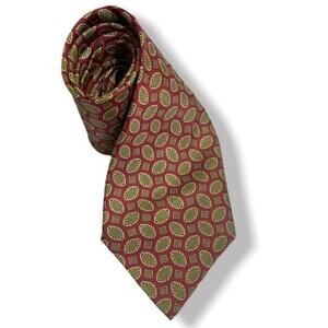 FENDI Vintage Men's Maroon & Gold Pattern 100% Silk Tie
